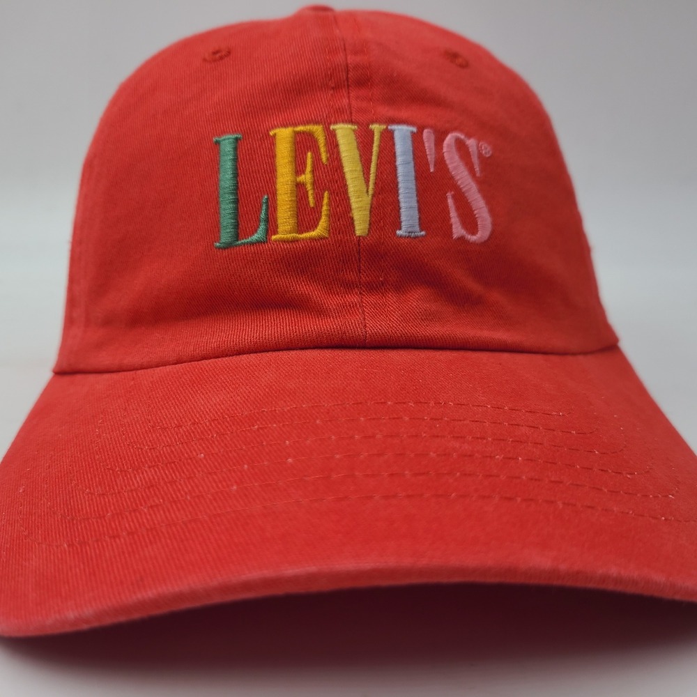 Levis Hat Snapback Red Multi-Color Embroidered Logo Casual Cotton Baseball Men - Picture 2 of 14
